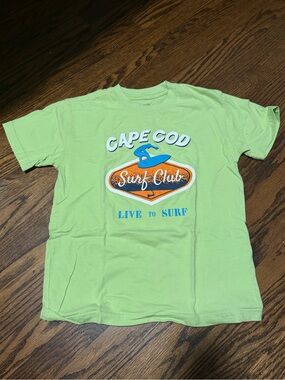 Cuffy’s Cape Cod Surf Club Lime Green Graphic Tee, size kids small